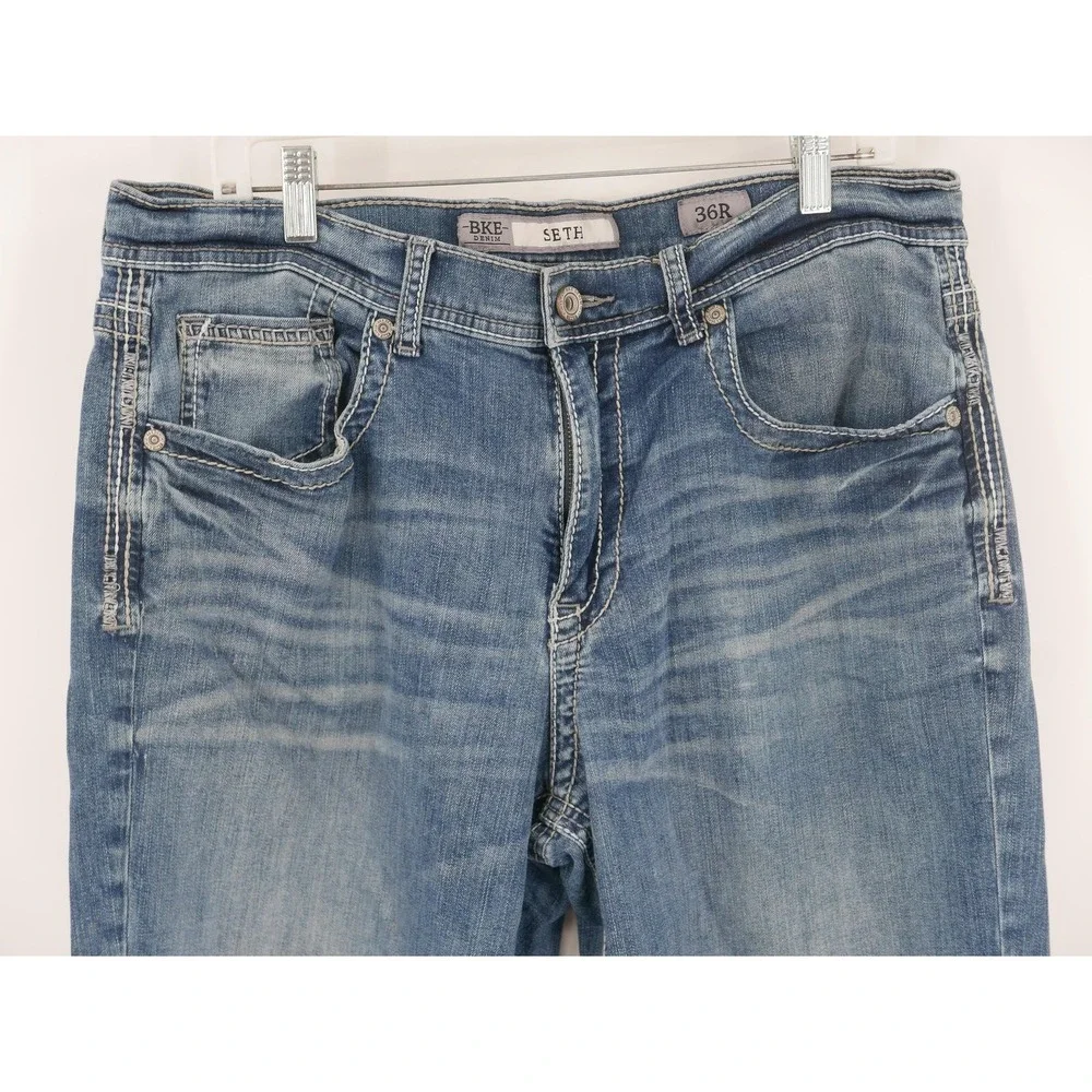 BKE Seth Jeans Blue Straight Leg Stretch Denim Medium Wash Casual Men's 36x31